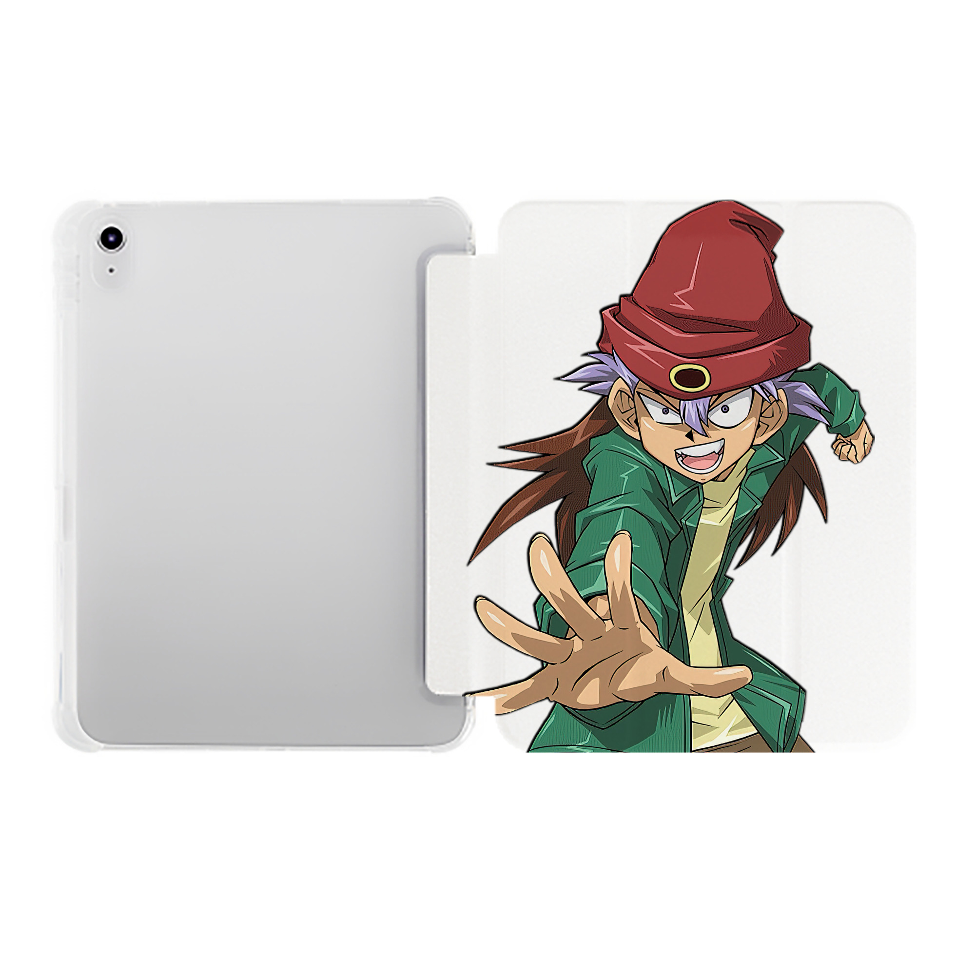 （画像用） 遊☆戯☆王 Yu-Gi-Oh! IPad ケース ペン収納付き 三つ折りスタンド PUレザー×シリコン 対応機種9.5/10.5/10.9インチ